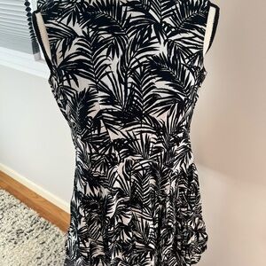 Black and White Leaf Print Dress
